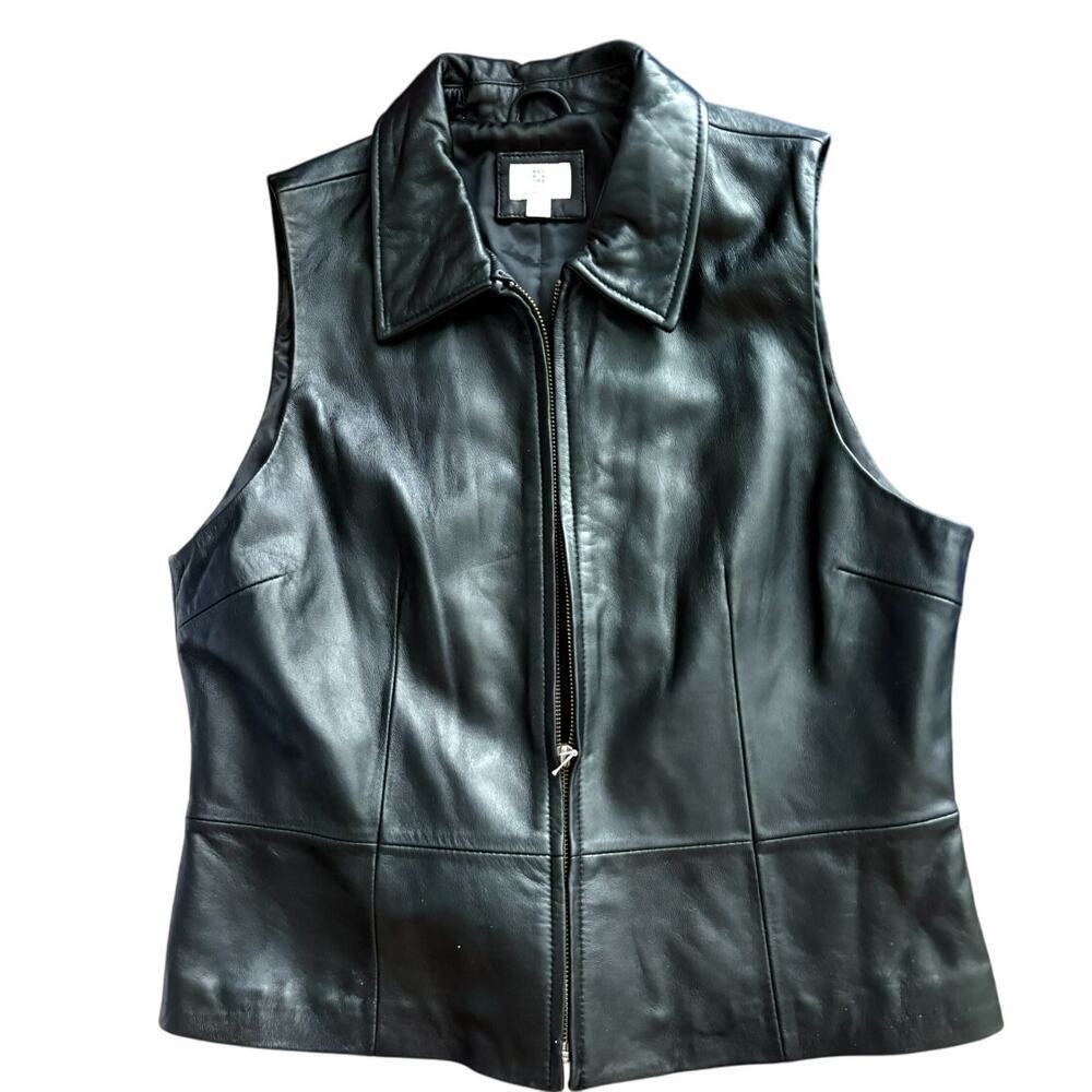 Women’s L Vintage Apt. 9 Black Leather Vest Glove Tanned Western Festival